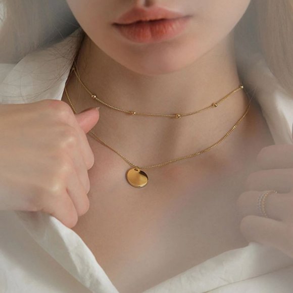 Layered Beads and Coin Necklace - Picture 3 of 5